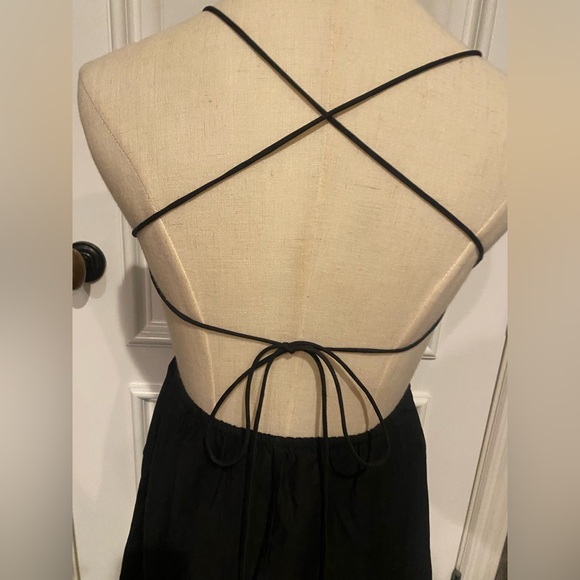 Zara Black Eyelet Trim Poplin Maxi Dress - Picture 3 of 9